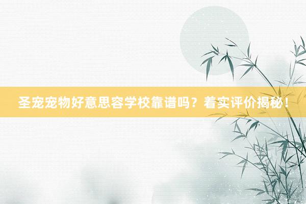 圣宠宠物好意思容学校靠谱吗？着实评价揭秘！
